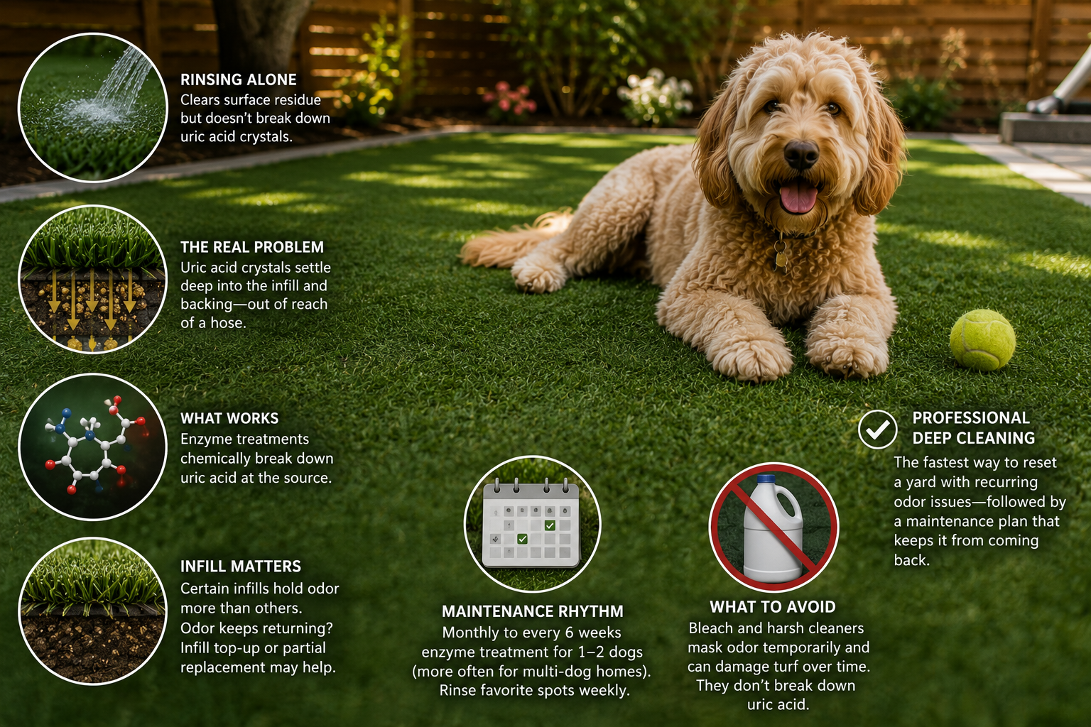 Remove pet odor from artificial turf